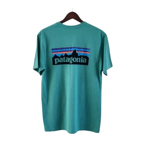Patagonia Mountain Logo Responsibili-tee T-Shirt Adult Medium Green Regular Fit - Picture 6 of 7